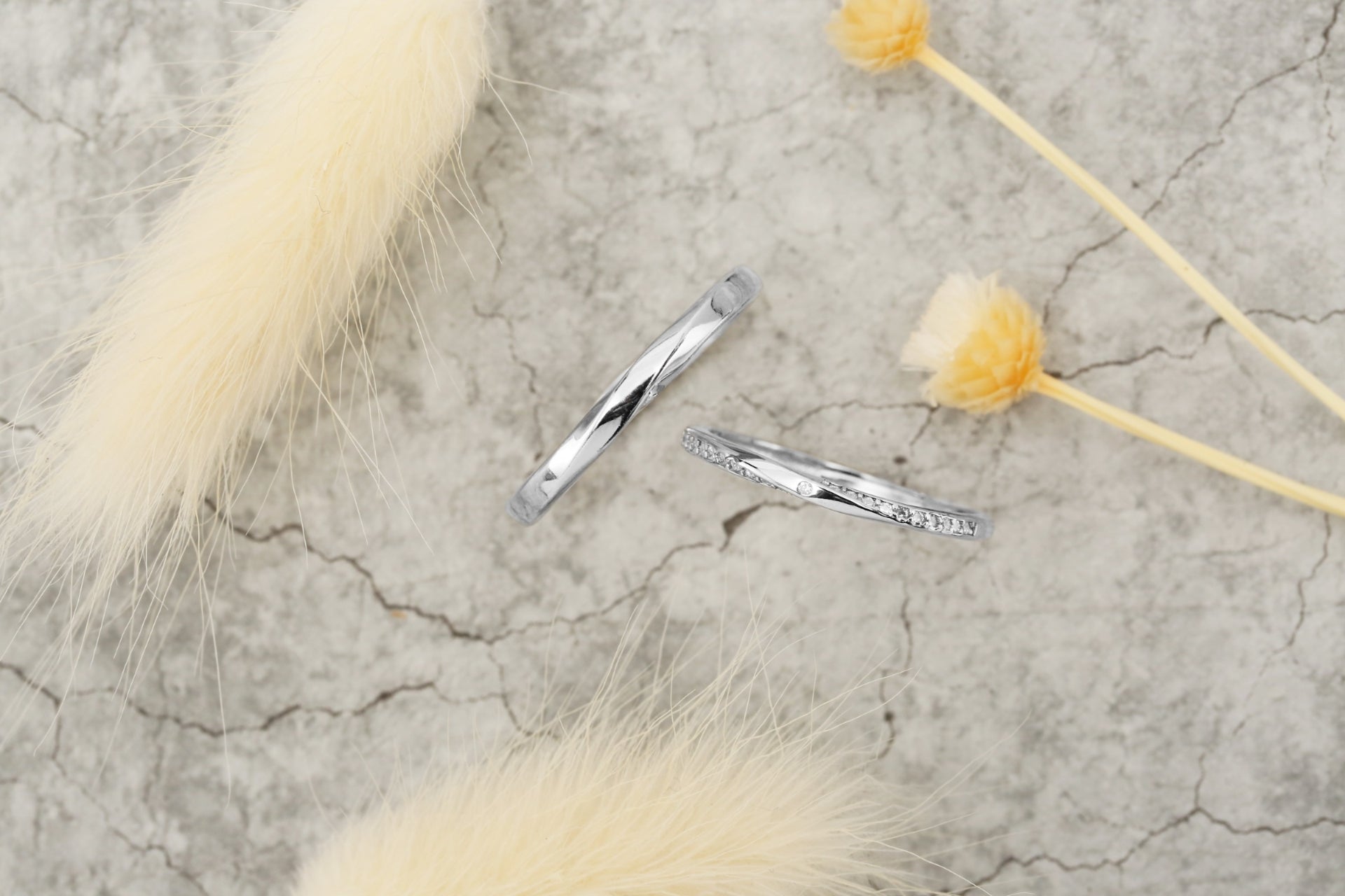 ペアリング ねじれ キュービックジルコニア S925製【NSPR42】