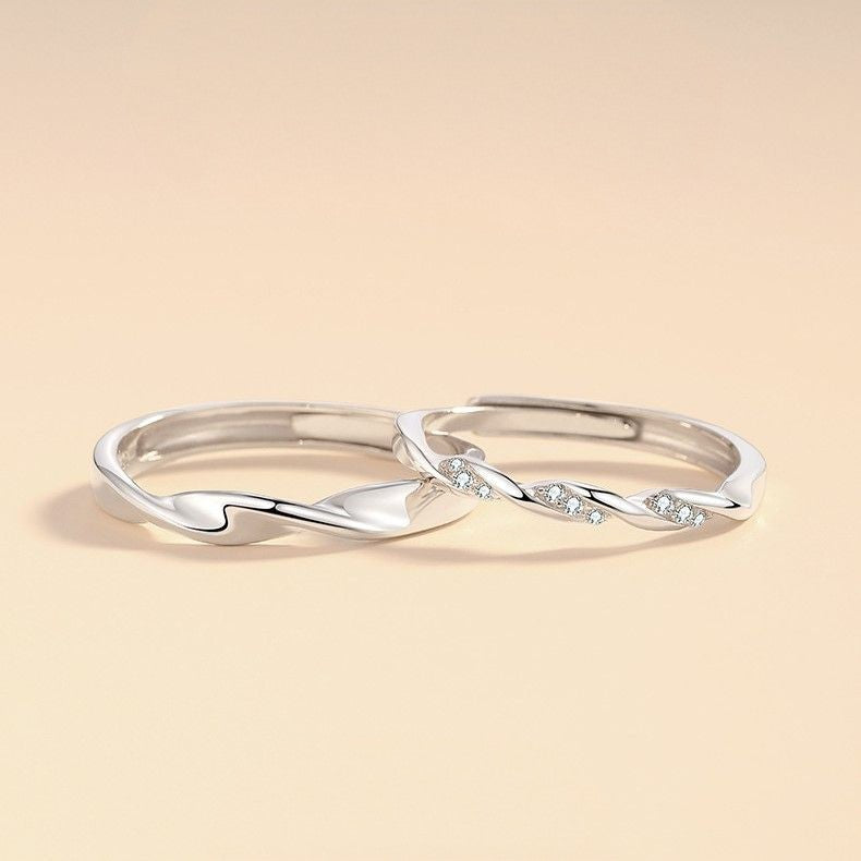 ペアリング ねじれ キュービックジルコニア S925製【NSPR73】