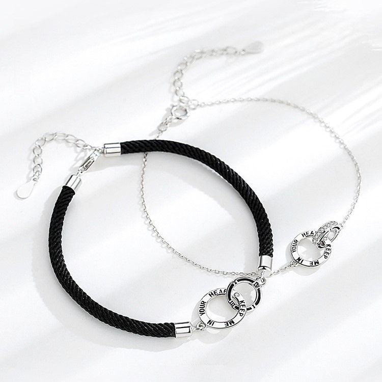 ペアブレスレット KEEP ME IN YOUR HEART S925製【NSPB8】
