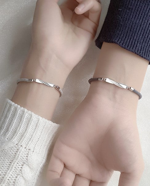 ペアブレスレット シンプル キュービックジルコニア S925製【NSPB5】 ブレスレット Nicoiro Official Store ペアルック.