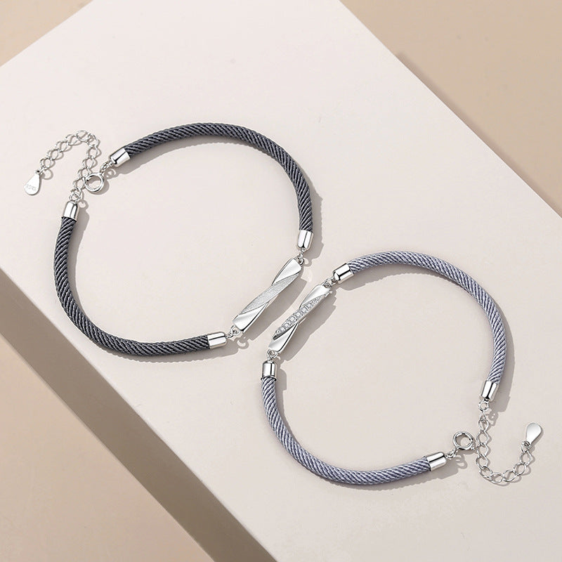 ペアブレスレット シンプル キュービックジルコニア S925製【NSPB5】 ブレスレット Nicoiro Official Store ペアルック.