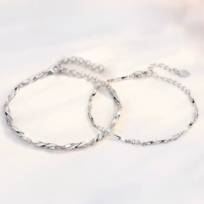 ペアブレスレット　月と星ツイスト　S925製【NSPB16】