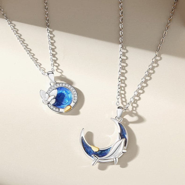 ペアネックレス クジラ 蝶々 星空 S925製【NSPN26】  ネックレス Nicoiro Official Store ペアルック.