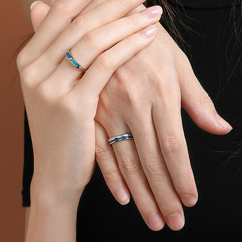 【品質保証得価】R374 ペアリング　結婚指輪　レディース　メンズ　カップル　青空　フリーサイズ アクセサリー