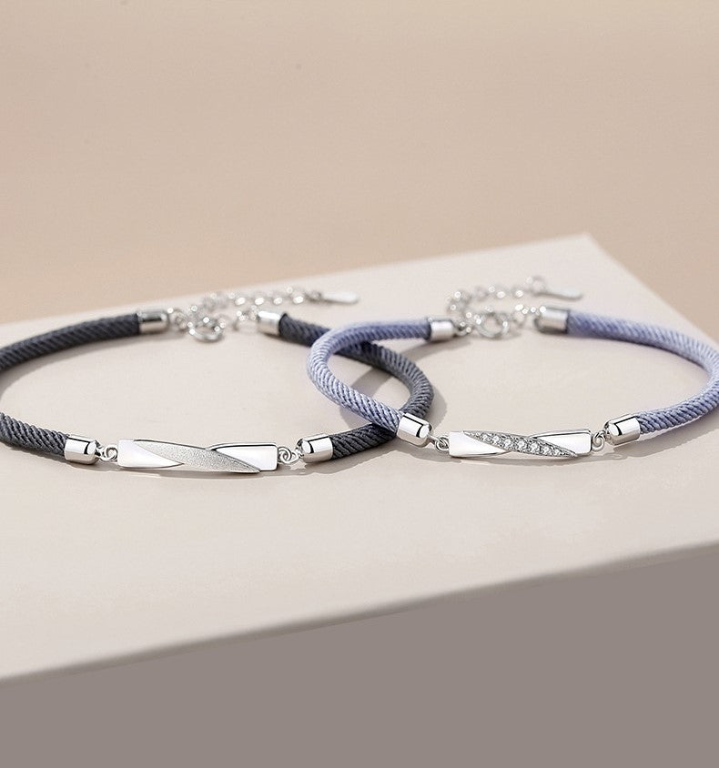 ペアブレスレット シンプル キュービックジルコニア S925製【NSPB5】 ブレスレット Nicoiro Official Store ペアルック.