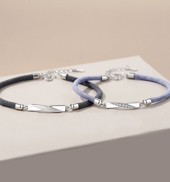 ペアブレスレット シンプル キュービックジルコニア S925製【NSPB5】  ブレスレット Nicoiro Official Store ペアルック.